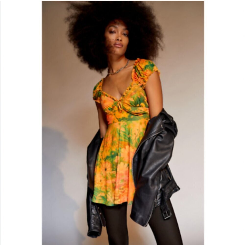 Urban Outfitters Tie-Dye Mini Dress - Orange and Green